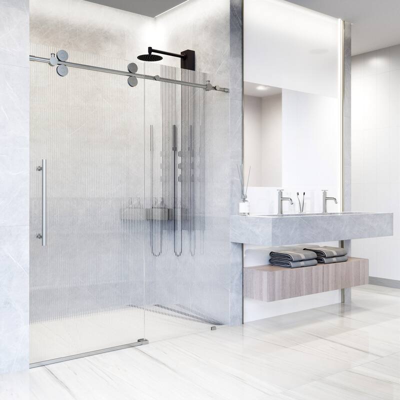 Vigo VG6041FL7274L Elan 74" High x 72" Wide Sliding Frameless Shower