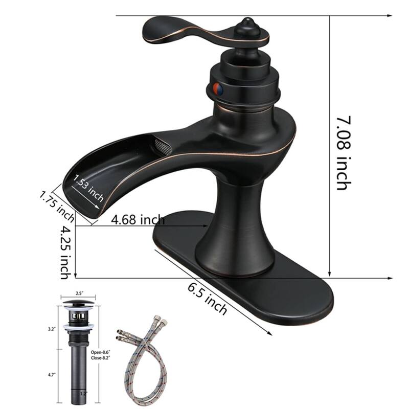 Waterfall Bathroom Sink Faucet With Drain Single Handle Bathroom Faucets One Holes Basin Vanity Mixer Taps With Deck Plate