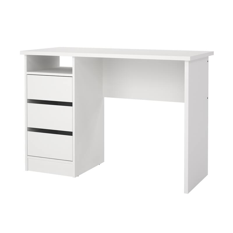 Porch & Den Wes Home Office Writing Desk with 3 Drawers and Open Shelf
