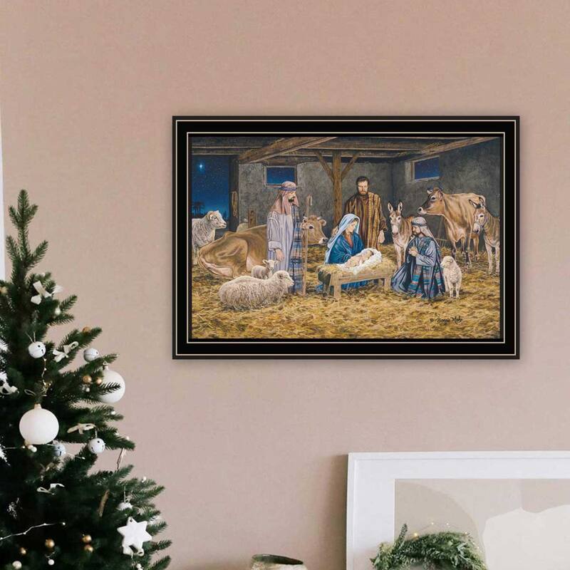 Framed Wall Art - The Greatest Gift: Birth of Christ (Nativity), Black Frame