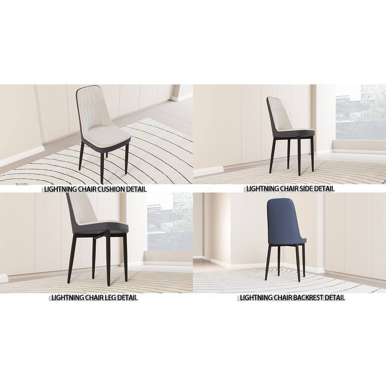 Dining Chairs Set of 4, Faux Leather Upholstered Dining Chairs with Metal Legs for Kitchen/Living Room/Restaurant