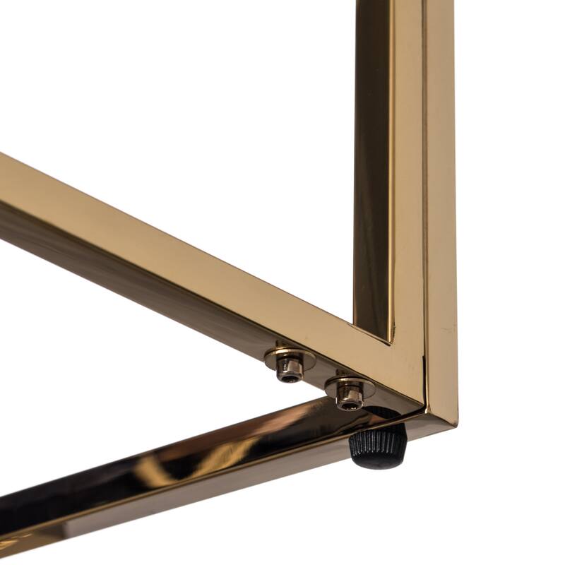 Modern Square End Side Table, Tempered Glass Top Metal Coffee Table