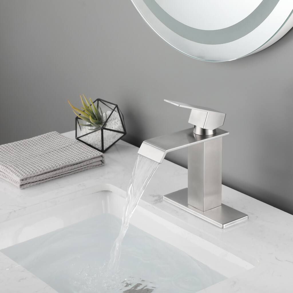 Modern Single Handle Bathroom Sink Faucet with Ceramic Cartridge and Pop Up Drain Assembly, Aerator, Anti Corrosion, Single Hole