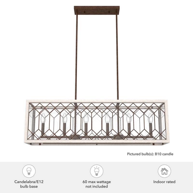 Hunter Chevron 6-Light Linear Chandelier - Dining Room, Island - Farmhouse, Transitional, Rustic, Lattice