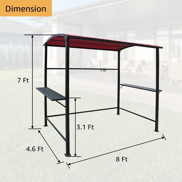 dimension image slide 1 of 3, Outdoor Steel Frame Grill Gazebo Canopy Barbecue Shelter