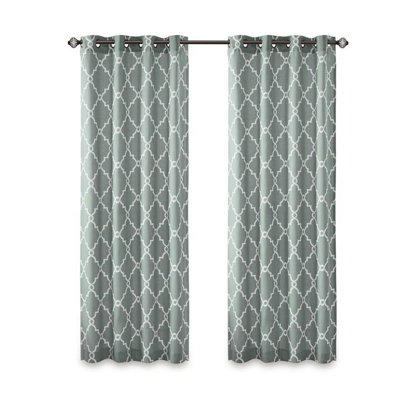 Fretwork Print Grommet Top Window Curtain Panel(Only 1 Pc Panel)