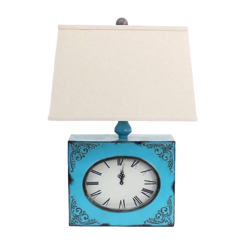 22" Metal Table Lamp with Beige Rectangular Shade and Traditional Design for Living Room or Bedroom - 22”H x 7”W x 7”D