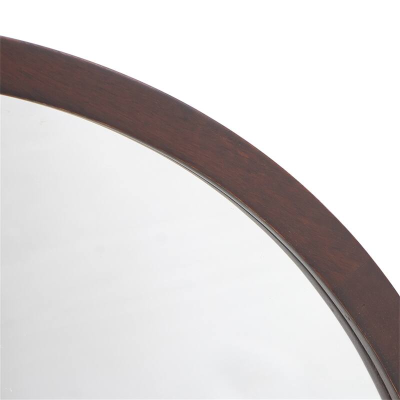 20" x 20" Circle Wall Mirror with Wooden Frame and Black Finish