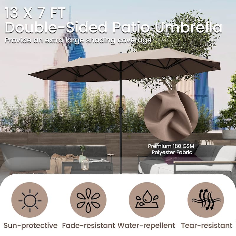 Costway 13 FT Large Patio Umbrella Outdoor Double-Sided Table Market - See Details