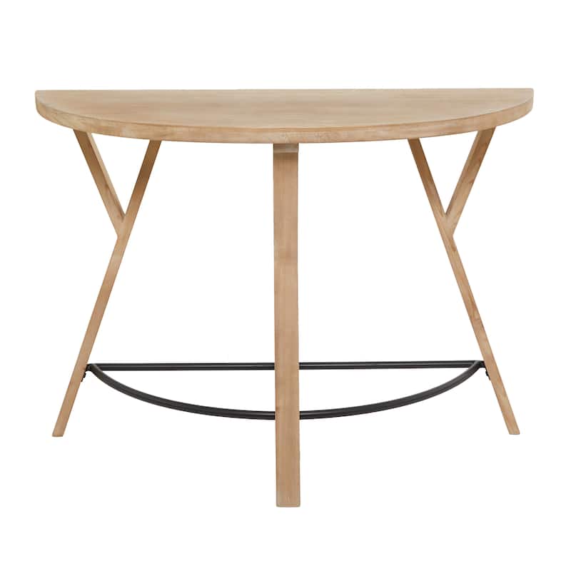 Brown Wood Half Moon Console Table - 42 x 16 x 31
