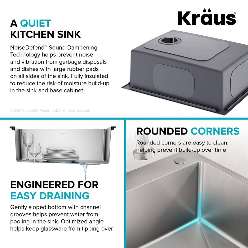 KRAUS Fairlane Drop In Top Mount 18 Gauge Stainless Steel Kitchen Sink