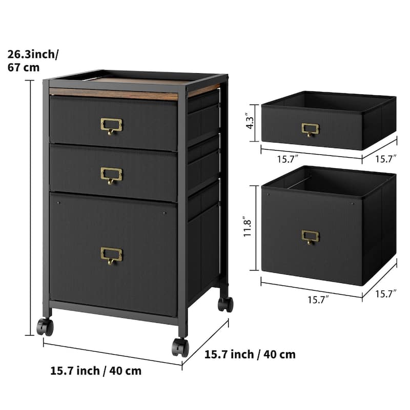 3 Drawers Under Desk Mobile File Cabinet with Wheels