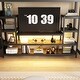 preview thumbnail 8 of 26, Full Size High Metal Loft Bed Frame with Entertainment TV Stand, Shelves, LED Light Strip, Charging Station, Staircase Wardrobe