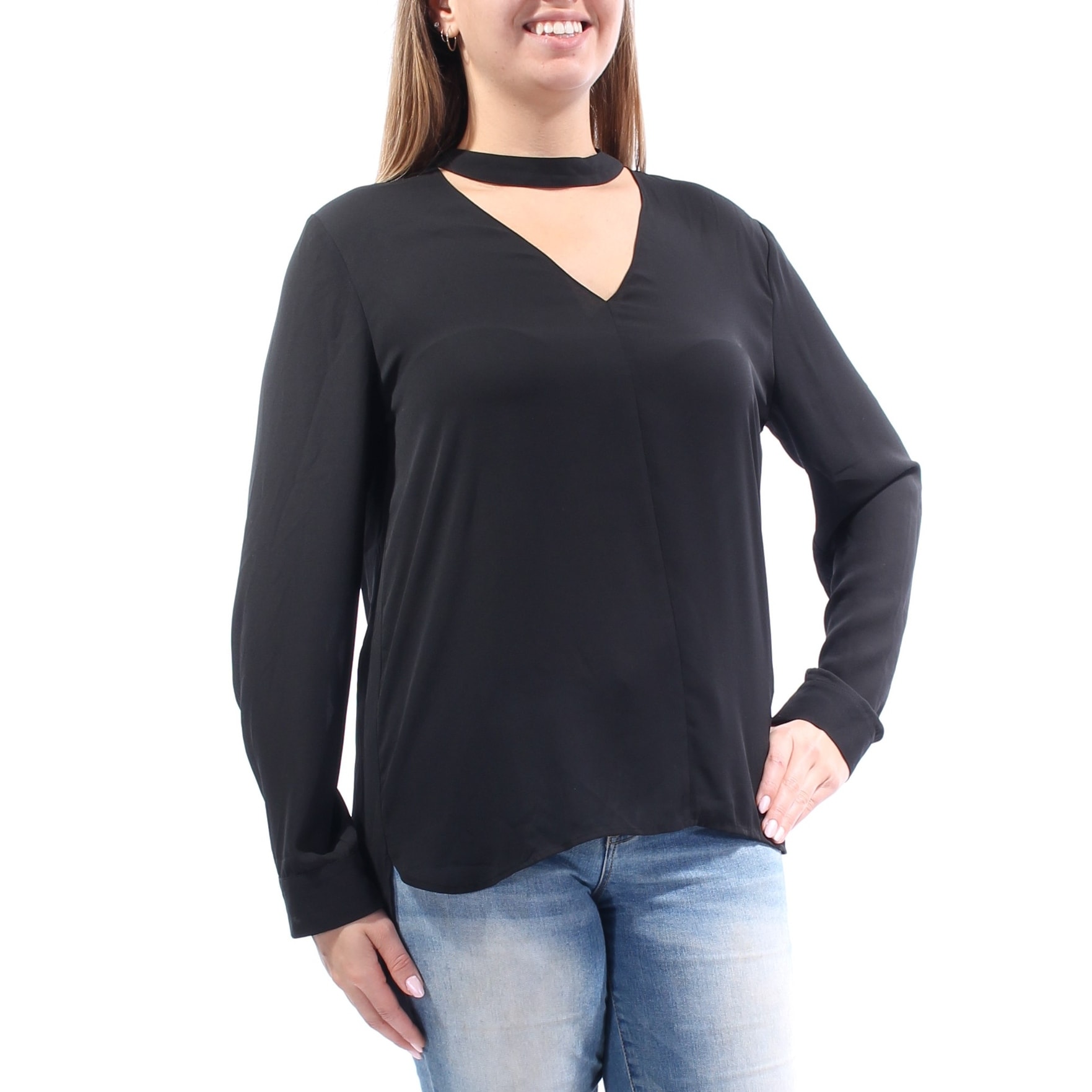 long sleeve black evening top