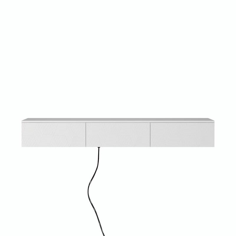 Floating TV Stand Wall Mounted with 16 Color LEDs, 67" Modern TV Stand