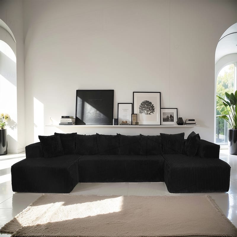 Versatile Modular Sofa with Reversible Design and Premium Fabric for Comfortable Living - Black