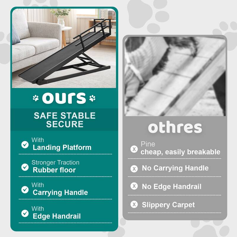 DoCred Pet Ramp, Portable Adjustable Height Folding Dog Ramp