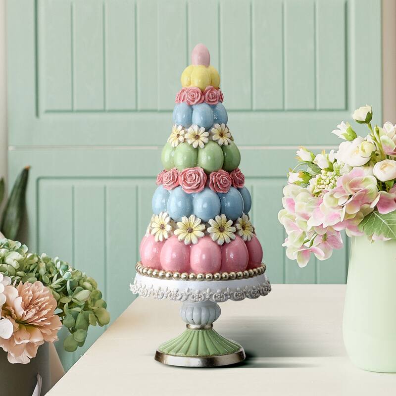 Resin Easter Egg Tree On Pedestal 14.25" - 14"