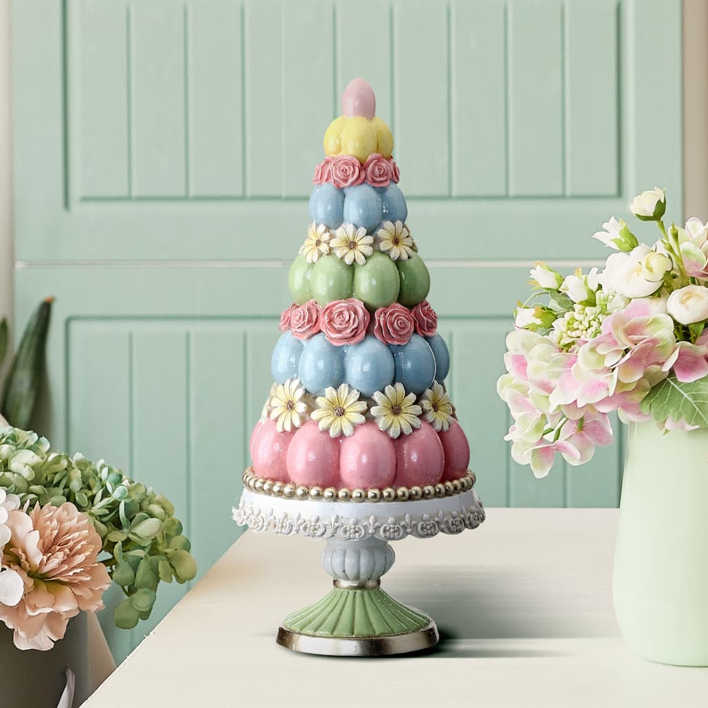 Resin Easter Egg Tree On Pedestal 14.25" - 14"