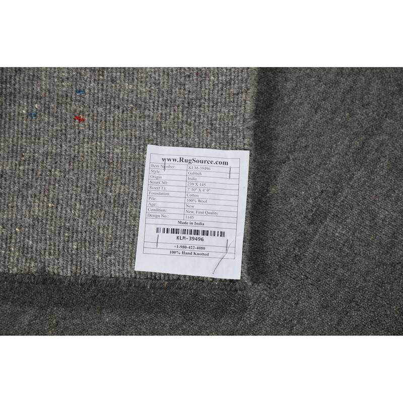 Tribal Gray Gabbeh Indian Area Rug Handmade Wool Carpet - 4'9" x 7'10"