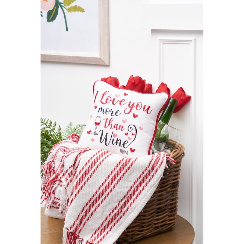 10" x 10" I Love You More Than Wine Valentine's Day Small/Petite Accent Pillow