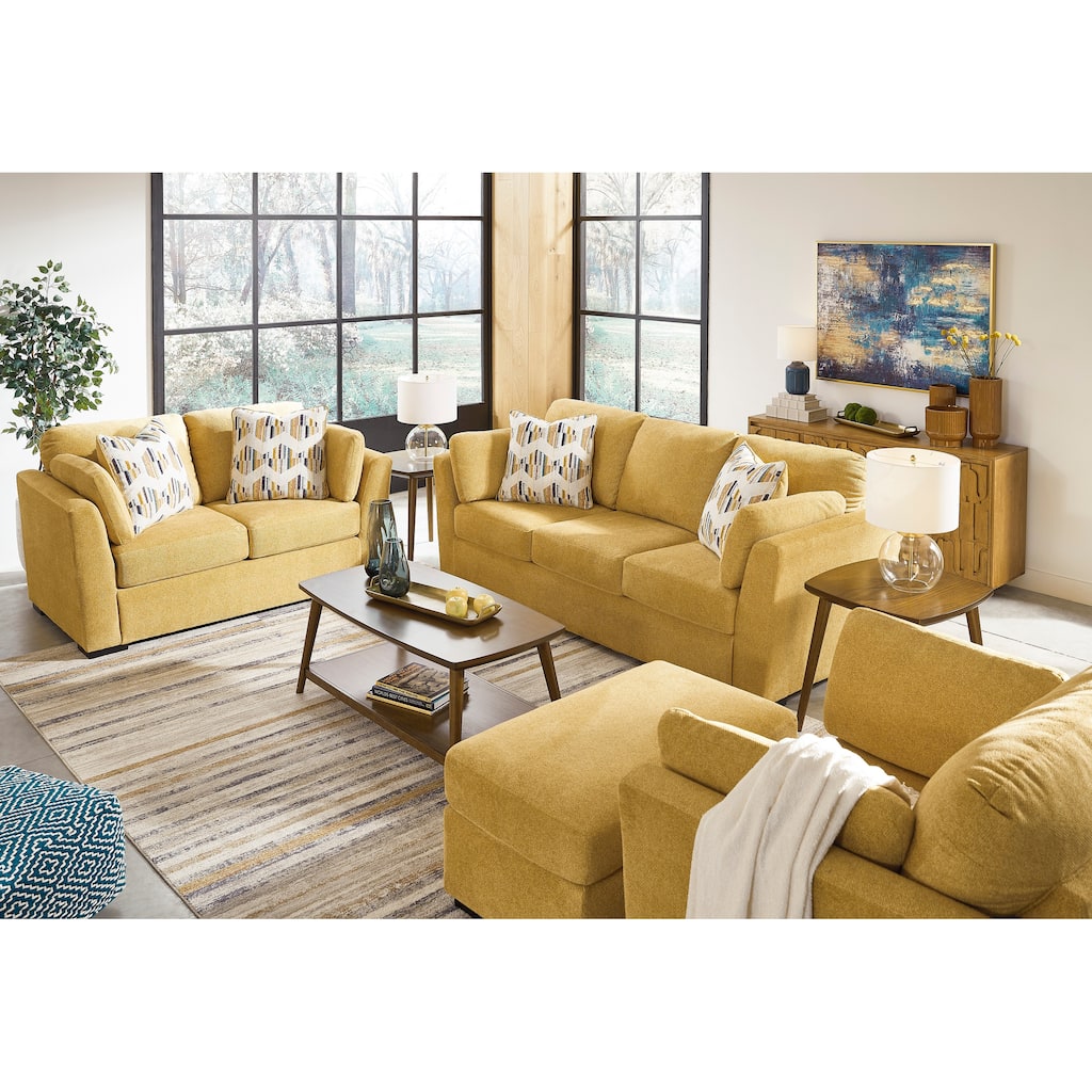 Roundhill Furniture Clareen 4-Piece Living Room Set, Sofa Loveseat Cutler Chair and Ottoman