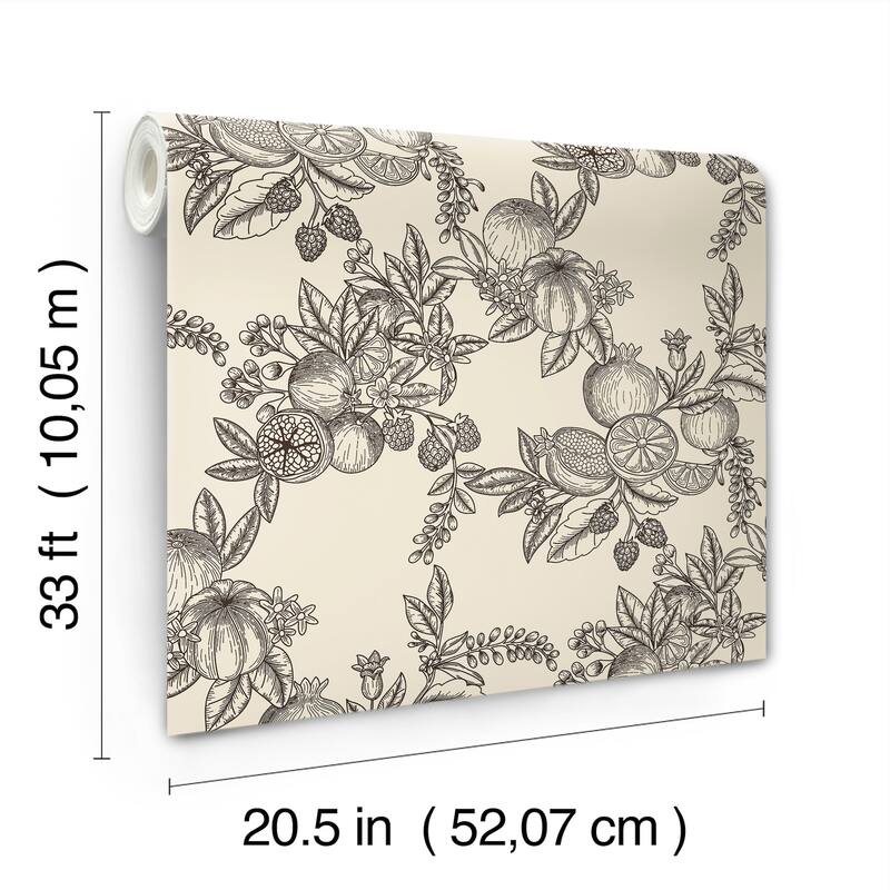 Chris Loves Julia x A-Street Prints Gerty Black Fruit Toile Wallpaper