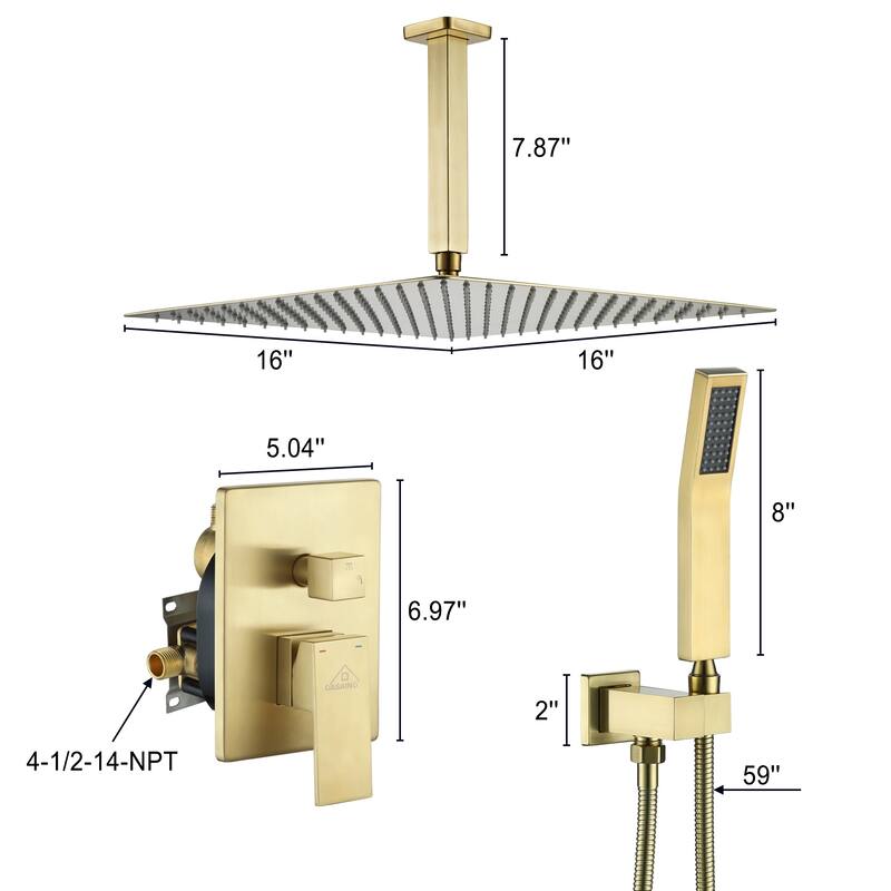 CASAINC 2-Function 16-In Wall Mounted Shower System