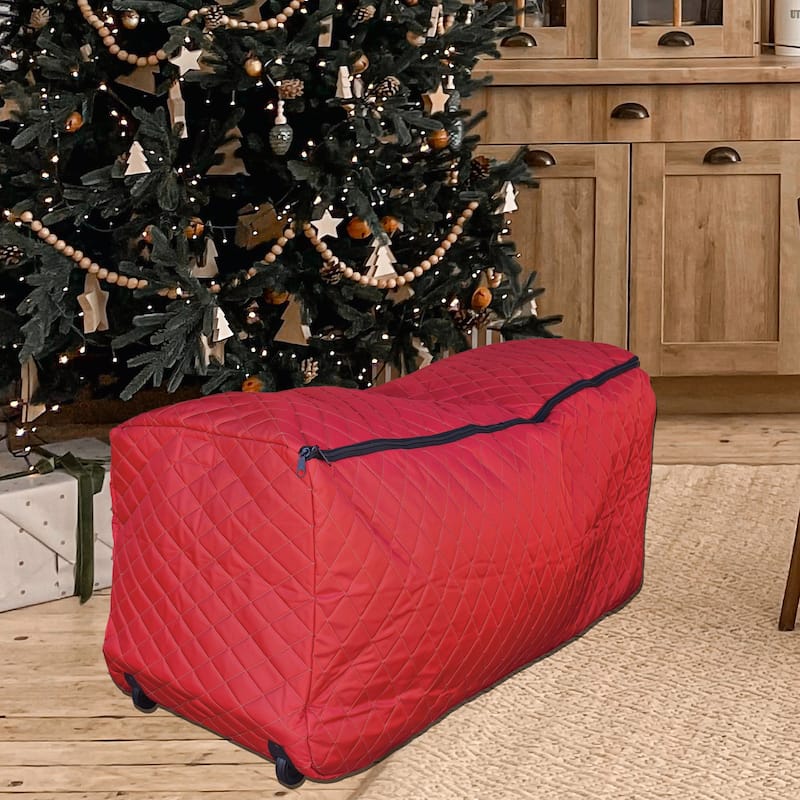 Expandable Quilted Rolling Christmas Tree Bag For Trees