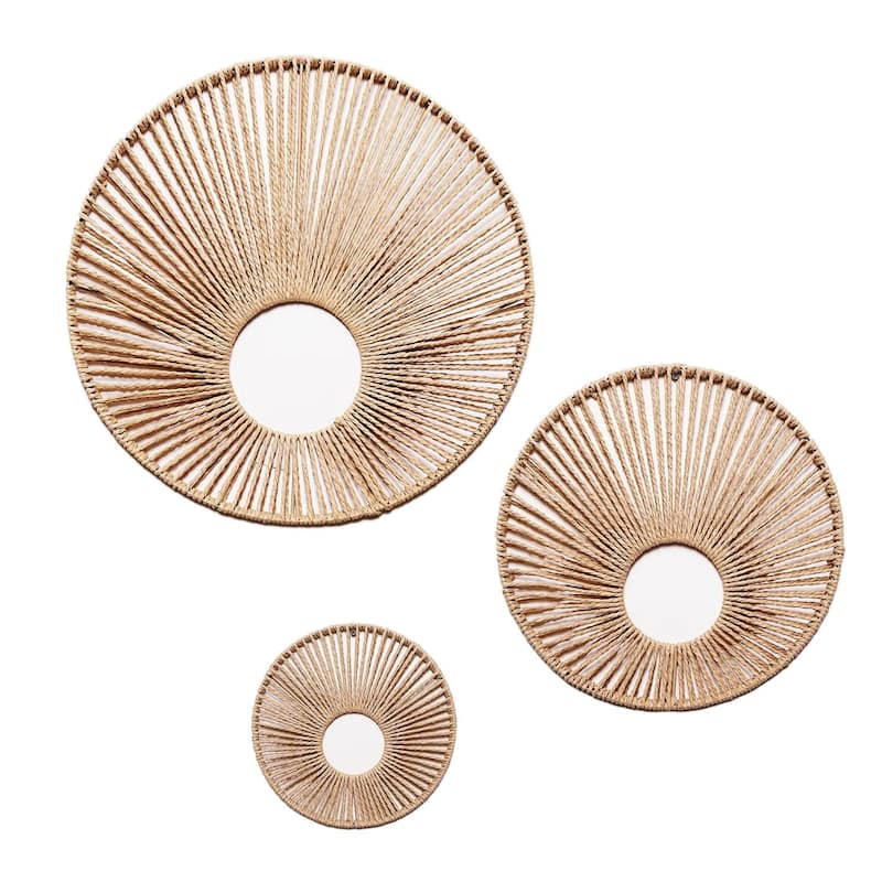 American Art Decor Woven Paper Rope Wall Decor, Set of 3