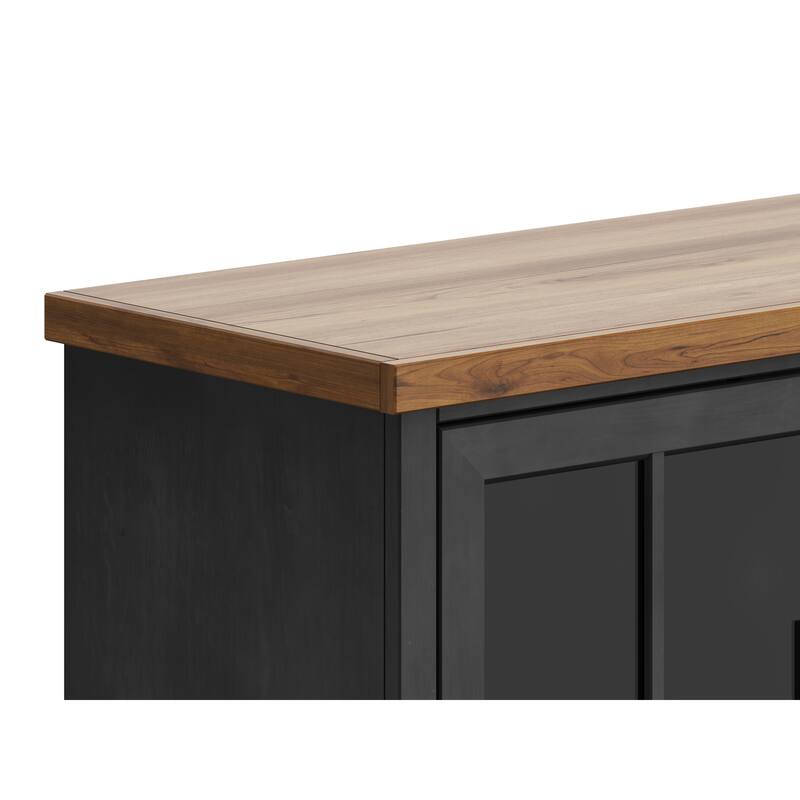 Bridgevine Home Modern Farmhouse 67 inch TV Stand Console for TVs up to 80 inches, No Assembly Required, Two-Tone Finish