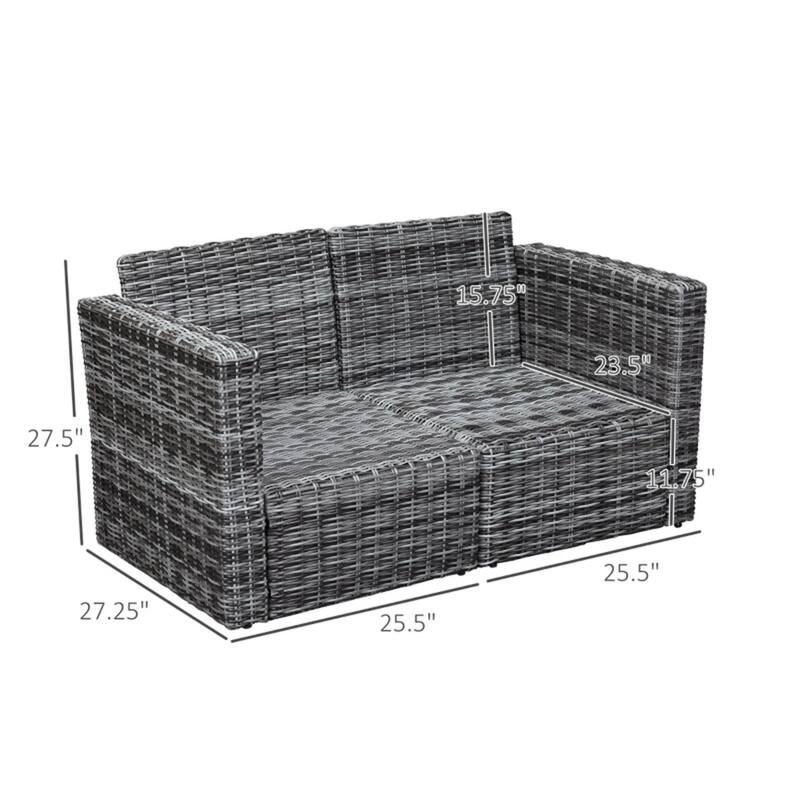 2-Piece PE Rattan Outdoor Corner Sofa Set with Rust-Resistant Steel Frame and Comfortable Cushions - 1 Piece