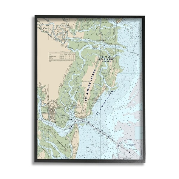 Stupell Industries Traditional St. Simons Island Nautical Map Blue Green Framed Wall Art. Opens flyout.