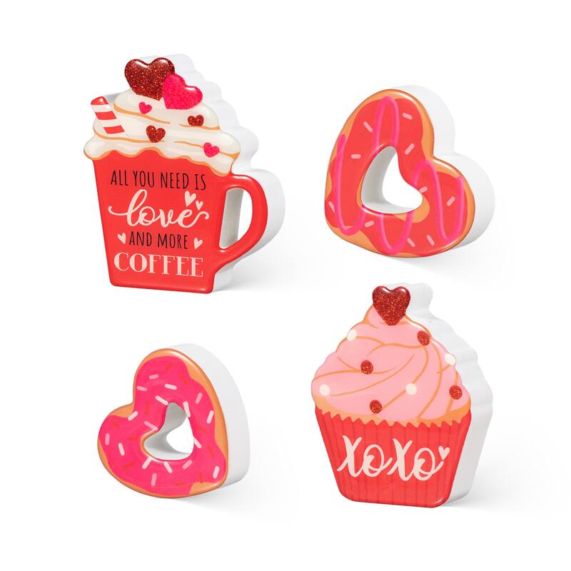 Glitzhome 4.75"H Set of 4 Valentine's Epoxy Block Table Decor - 4.75''H