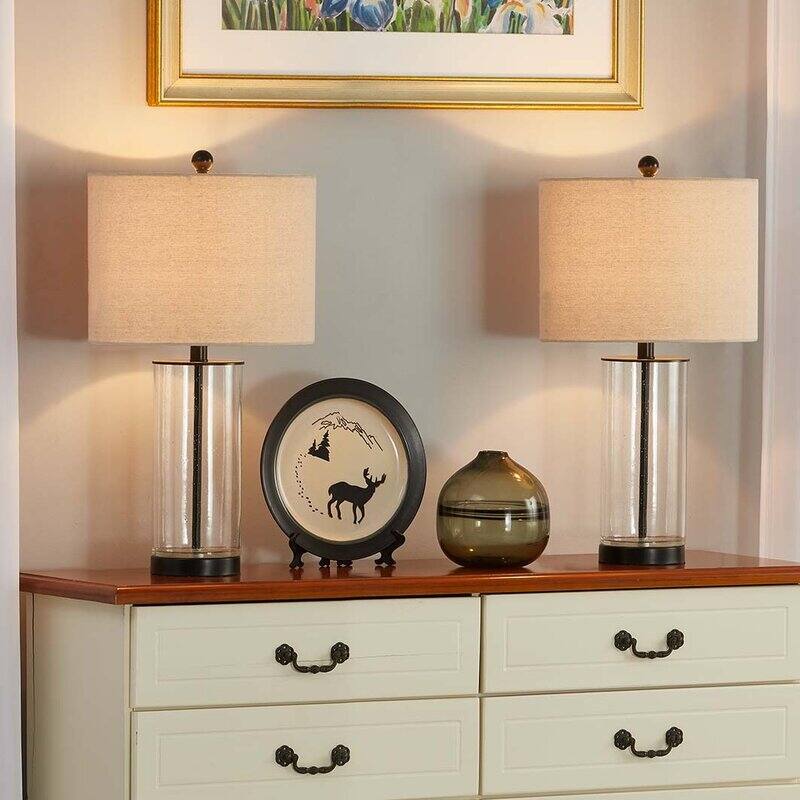23.75" Clear Glass Table Lamp Set (Set of 2) - 13*13*23.75