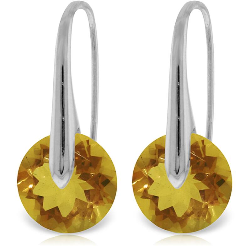 14K Solid Gold Fish Hook Natural Citrine Certified Gemstone Earrings