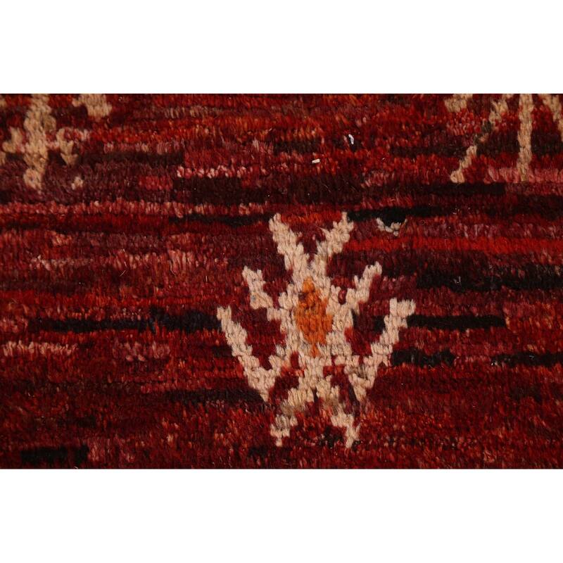 Hand Knotted Oriental 100% Wool Carpet Modern Tribal Red Moroccan Area Rug - 9' 10'' X 7' 0''