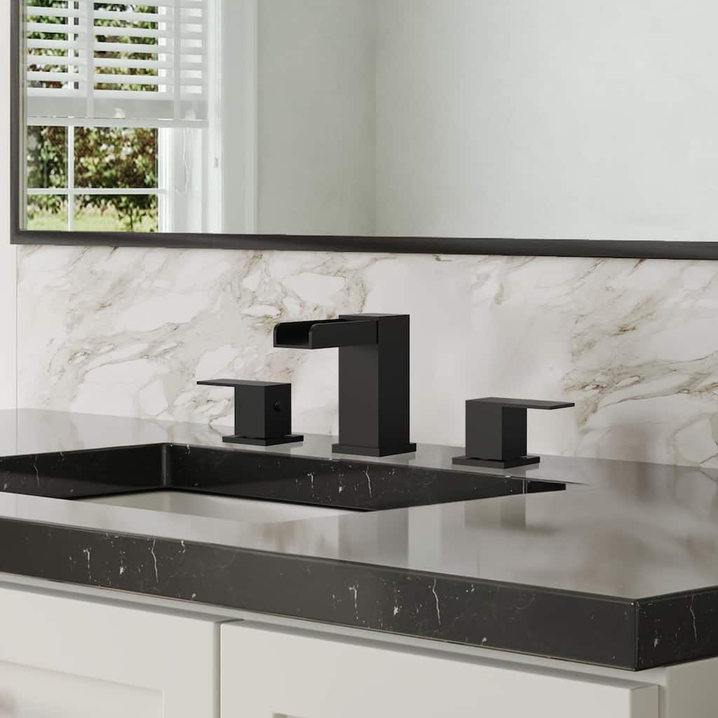 8 Inch Widespread Bathroom Sink Faucet with Drain Assembly 3-Hole Waterfall Spout Bathroom Vanity Faucets