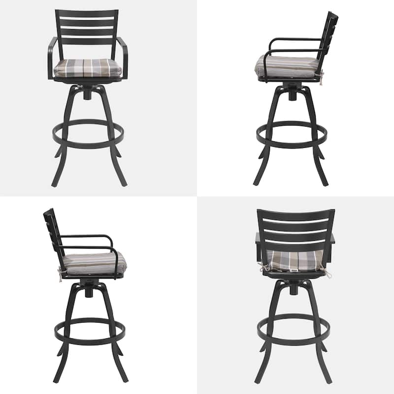 Pellebant Outdoor Patio Swivel Aluminum Bar Stools with Sunbrella Cushion - 18.51 in L x 18.51 in W x 45.28 in H