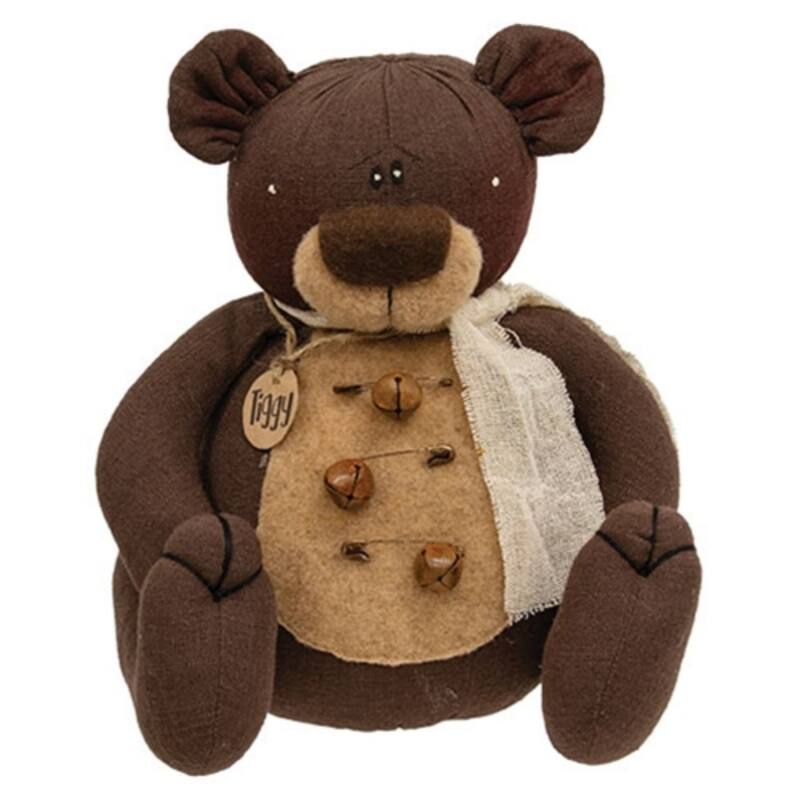 Rustic Tattered Teddy Bear Plush Figurine for Country Decor - 6.50" x 7" x 9" - Brown