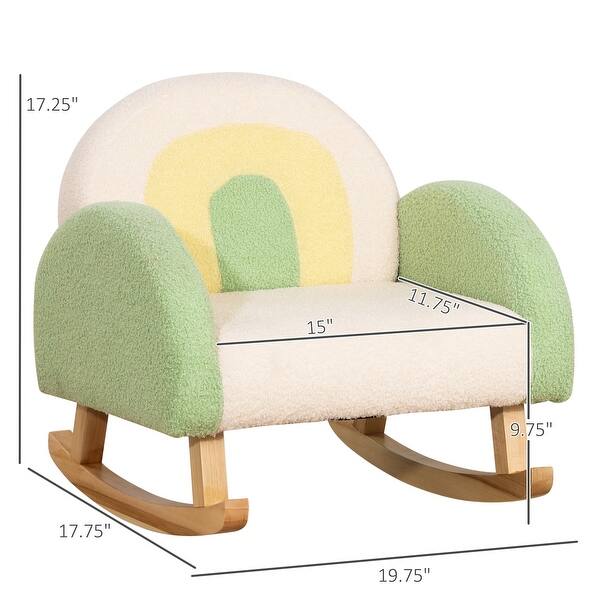 Kids Sofa, Rocking Toddler Sofa Chair with Solid Wooden Frame, Faux Lamb Fleece Fabric, Kids Arm Chair for Ages 18-36 months