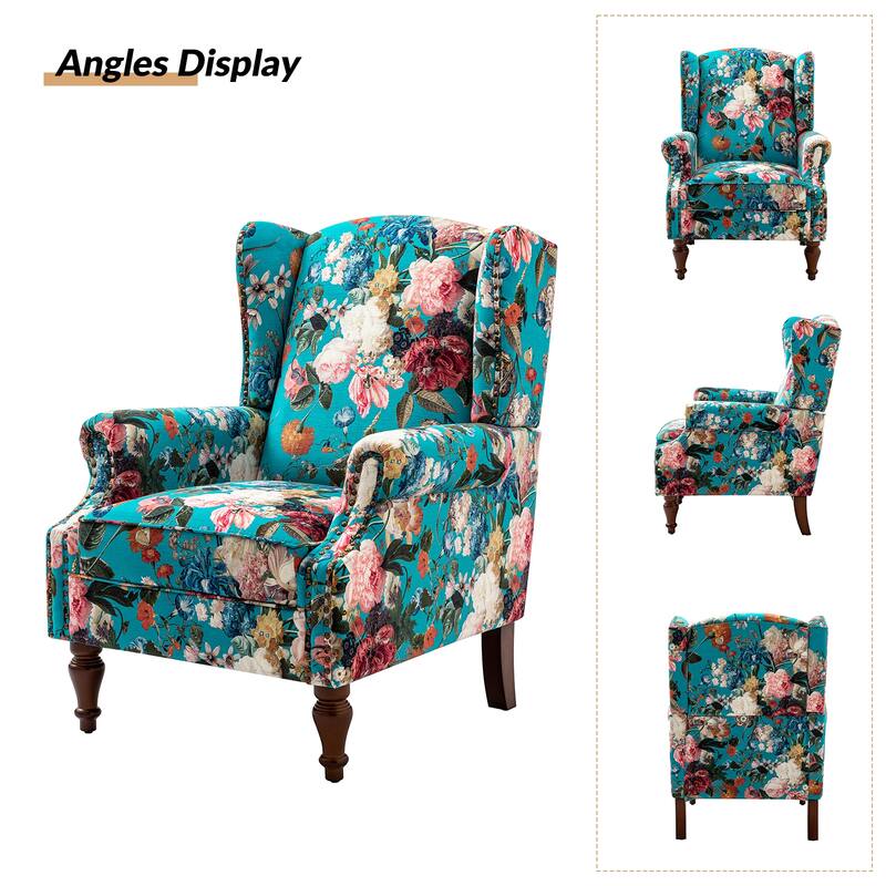 Gott Traditional Wingback Armchair with Solid Wood Legs Set of 2 by HULALA HOME