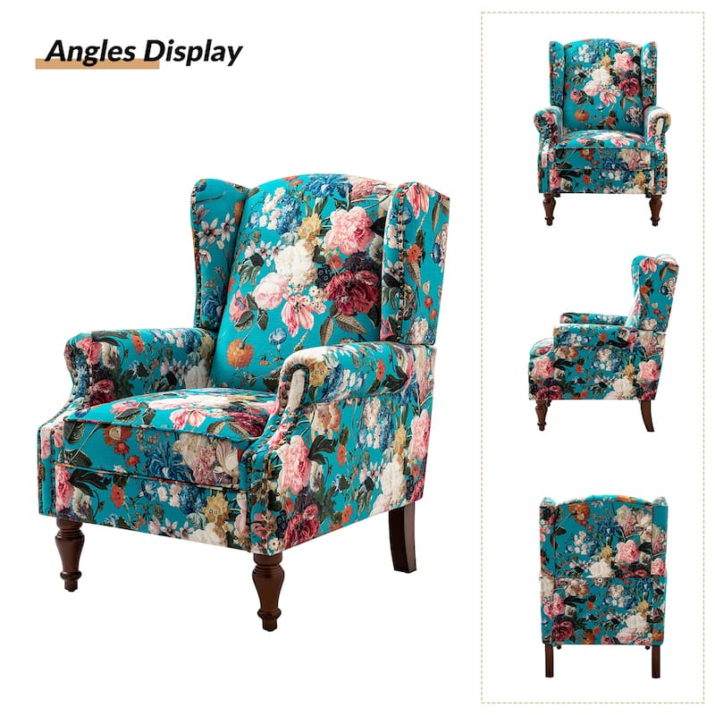 Gott Traditional Wingback Armchair with Solid Wood Legs by HULALA HOME