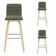 preview thumbnail 102 of 120, Skara Swivel Bar Stool, Upholstered Bar Height Chair with Bentwood Frame Set of 3 - Vintage Green Faux Leather & Oak