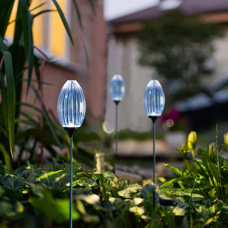 Glitzhome 36"H Set of 3 Flower/Angel Solar Garden Decorative Lights