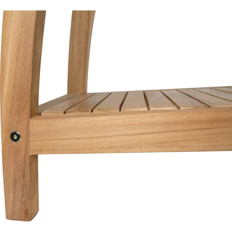 Nordic Style Natural Curved Spa Bench with Shelf - 30"