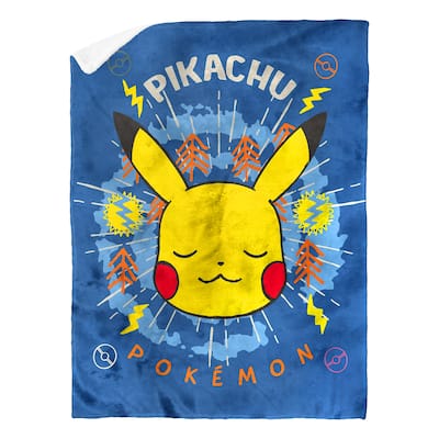 Pokemon Zen Pikachu Mink Sherpa Throw Blanket