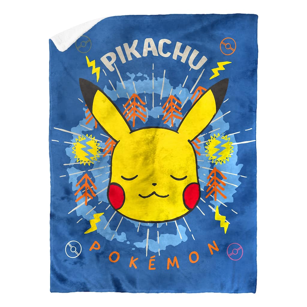 Pokemon Zen Pikachu Mink Sherpa Throw Blanket