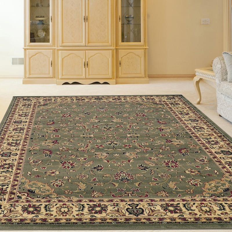 Admire Home Living Caroline Traditional Floral Sarouk Pattern Area Rug - 5'5 X 7'7 - Sage