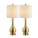 preview thumbnail 2 of 28, Grant 24" Modern Classic Gourd Iron LED Table Lamp with Pull-Chain with Dual USB Charging Port, by JONATHAN Y (Set of 2) Brass Gold